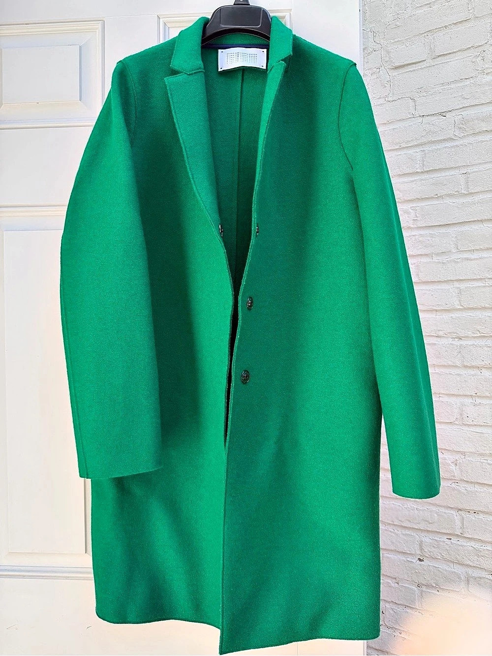 Harris Wharf London Virgin Wool Green Button-Front Coat